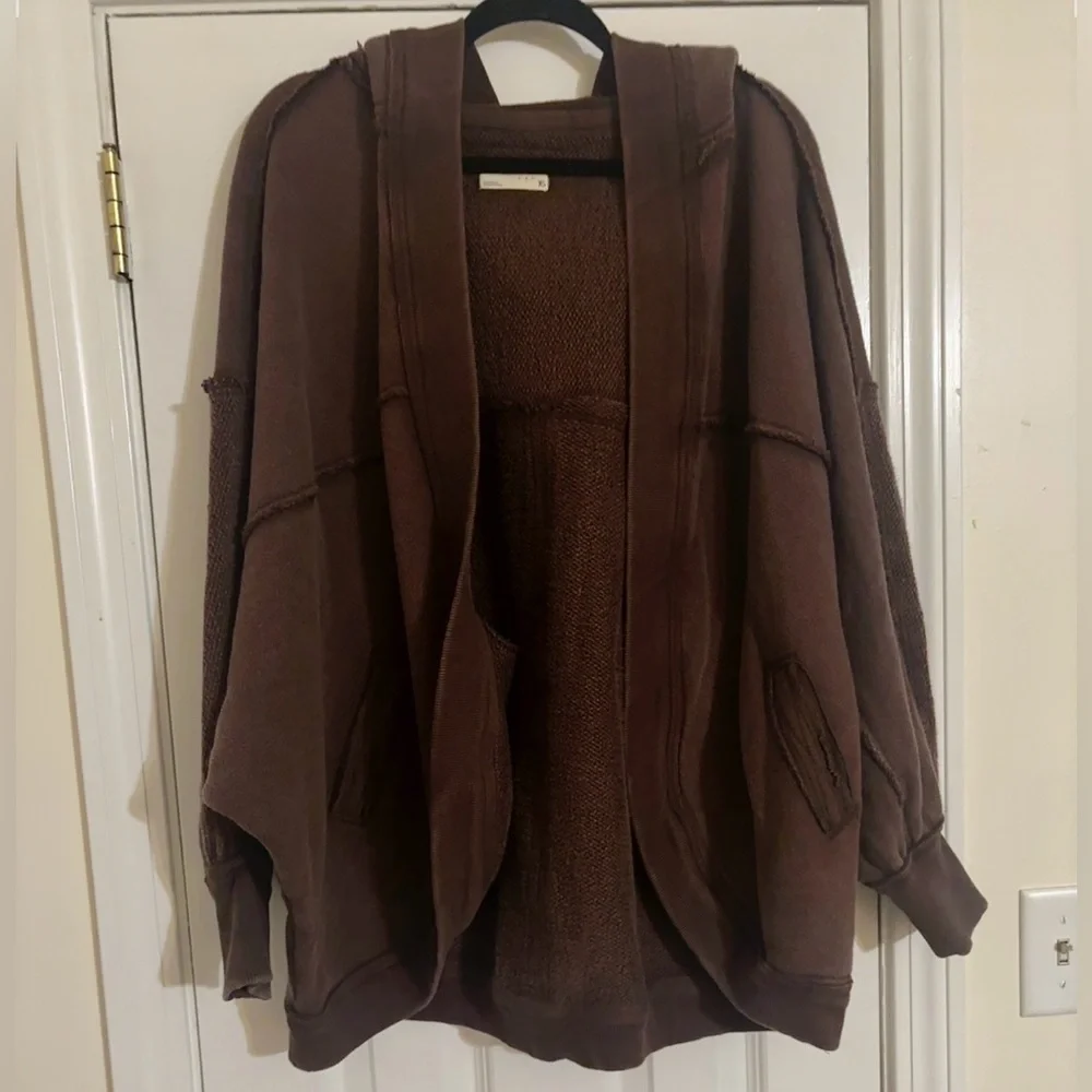 Free People Forever Yours Cardi In Charred Eggplant We The Free (NWOT) - Picture 12 of 12